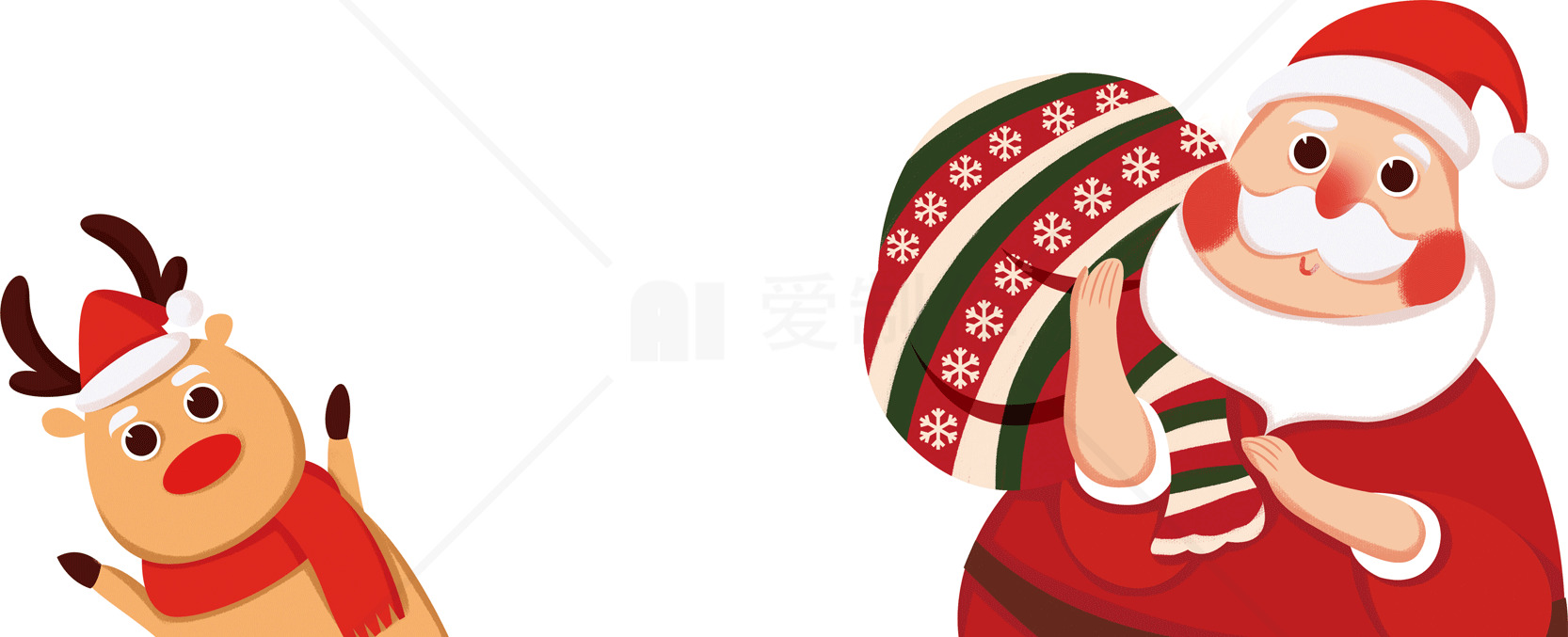 圣诞老人和驯鹿插画图片素材