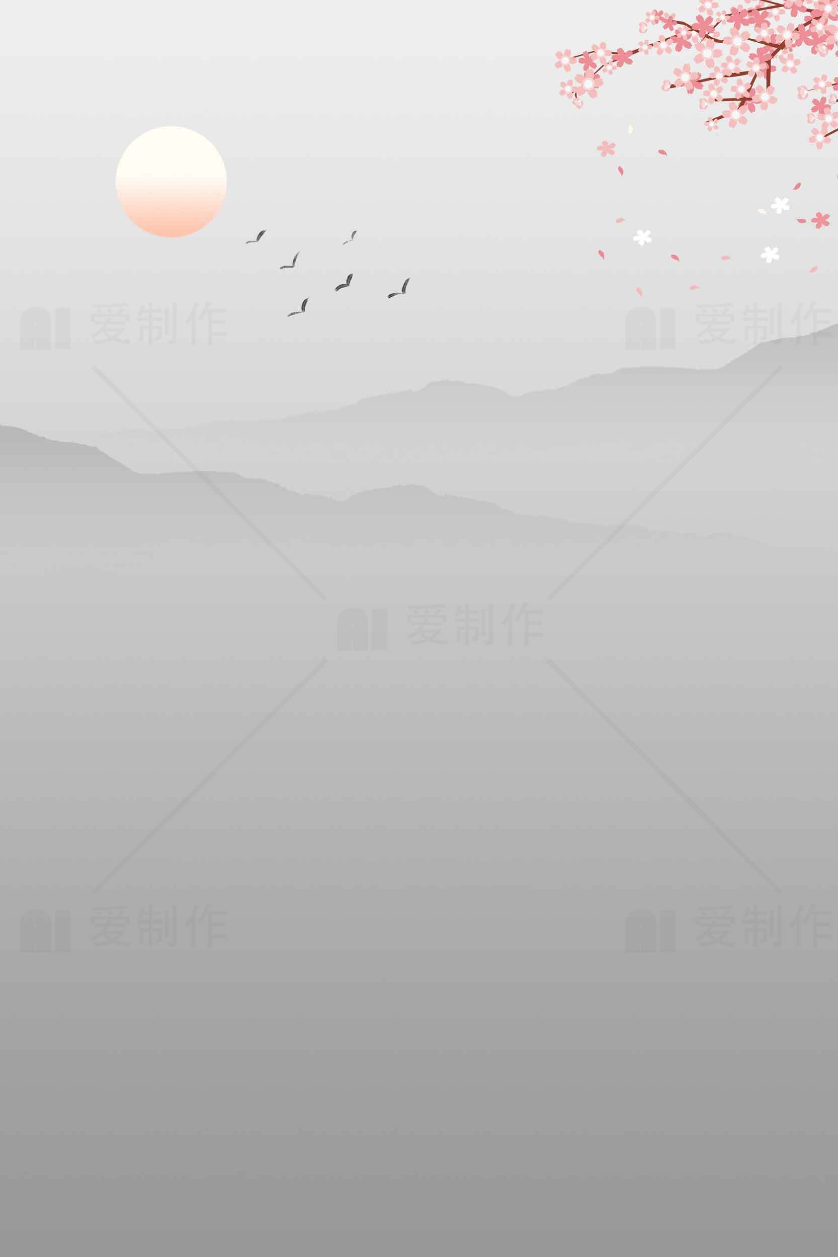 唯美水墨风山水背景图片素材