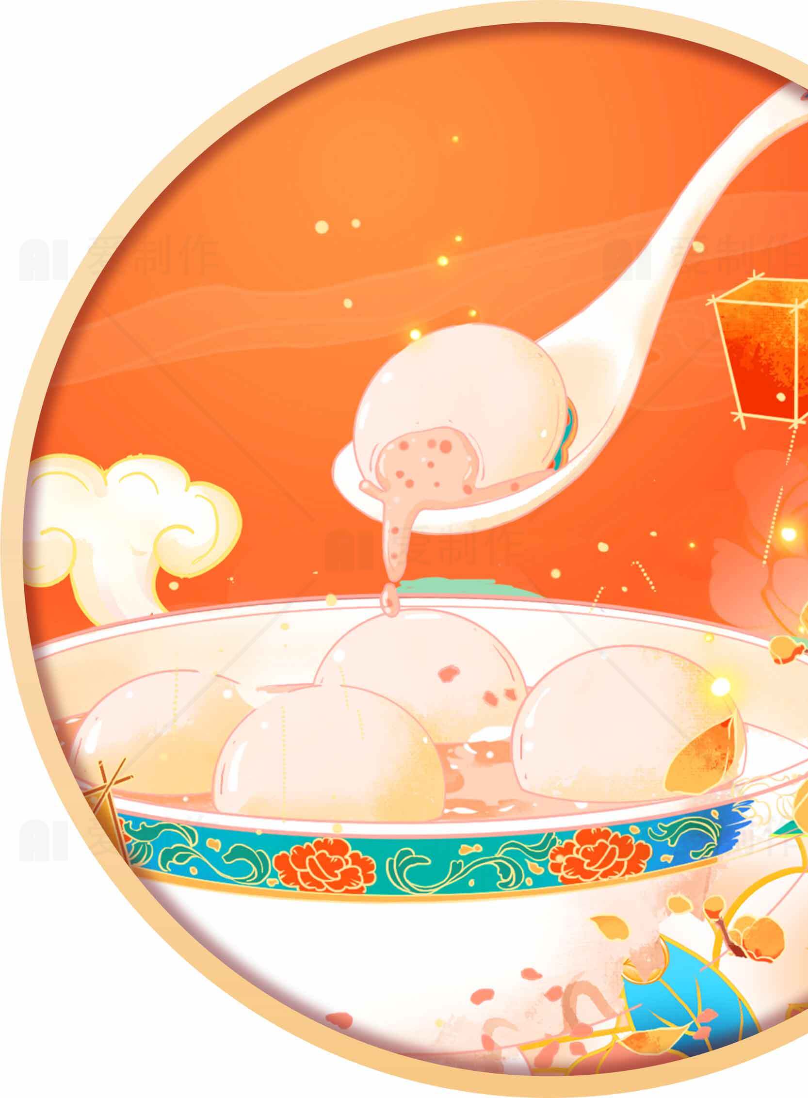 元宵节汤圆美食插画图片素材