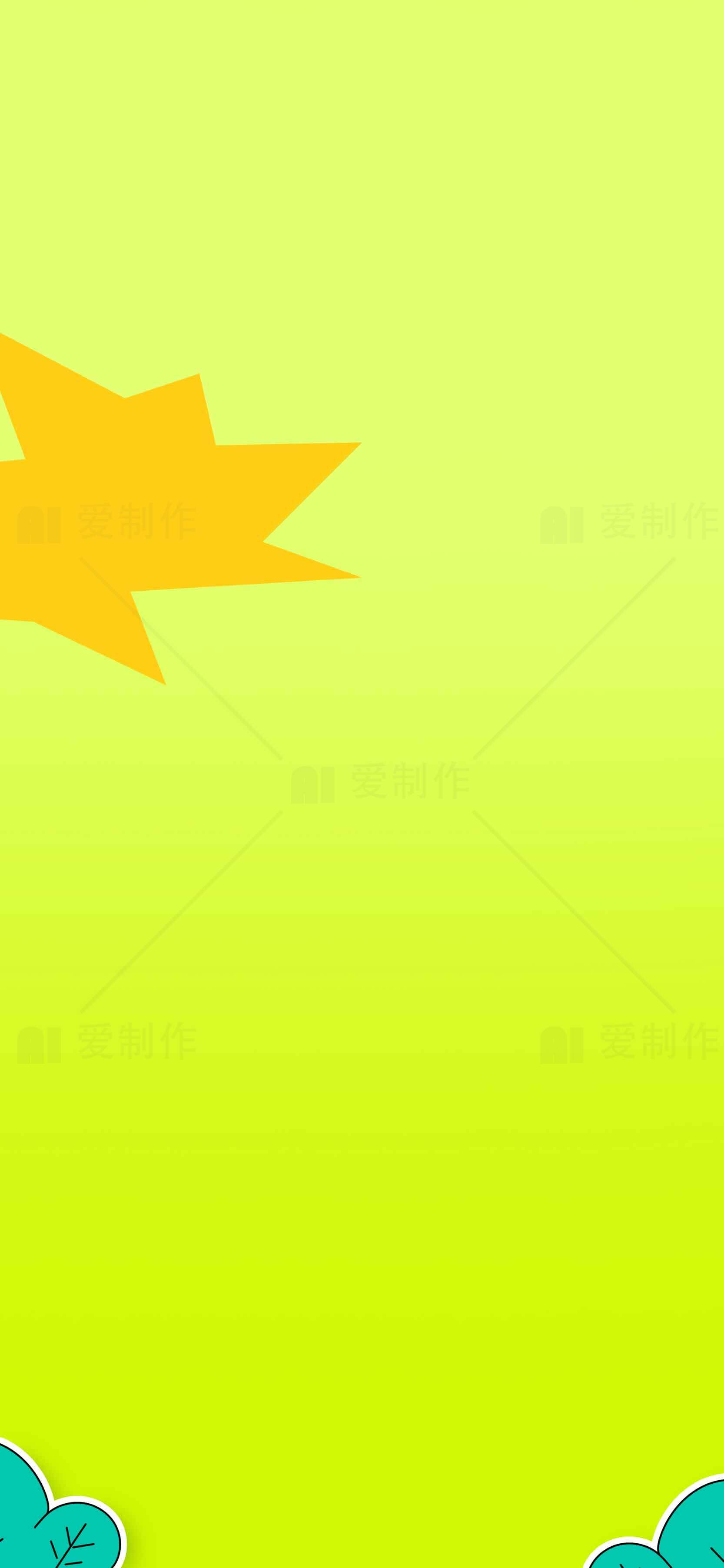 清新绿色背景卡通风格图片素材