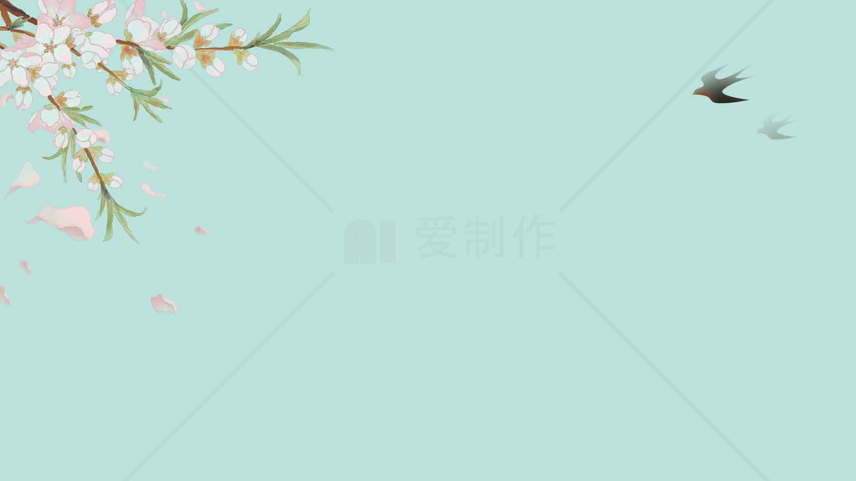 春日樱花与飞鸟简约背景图片素材