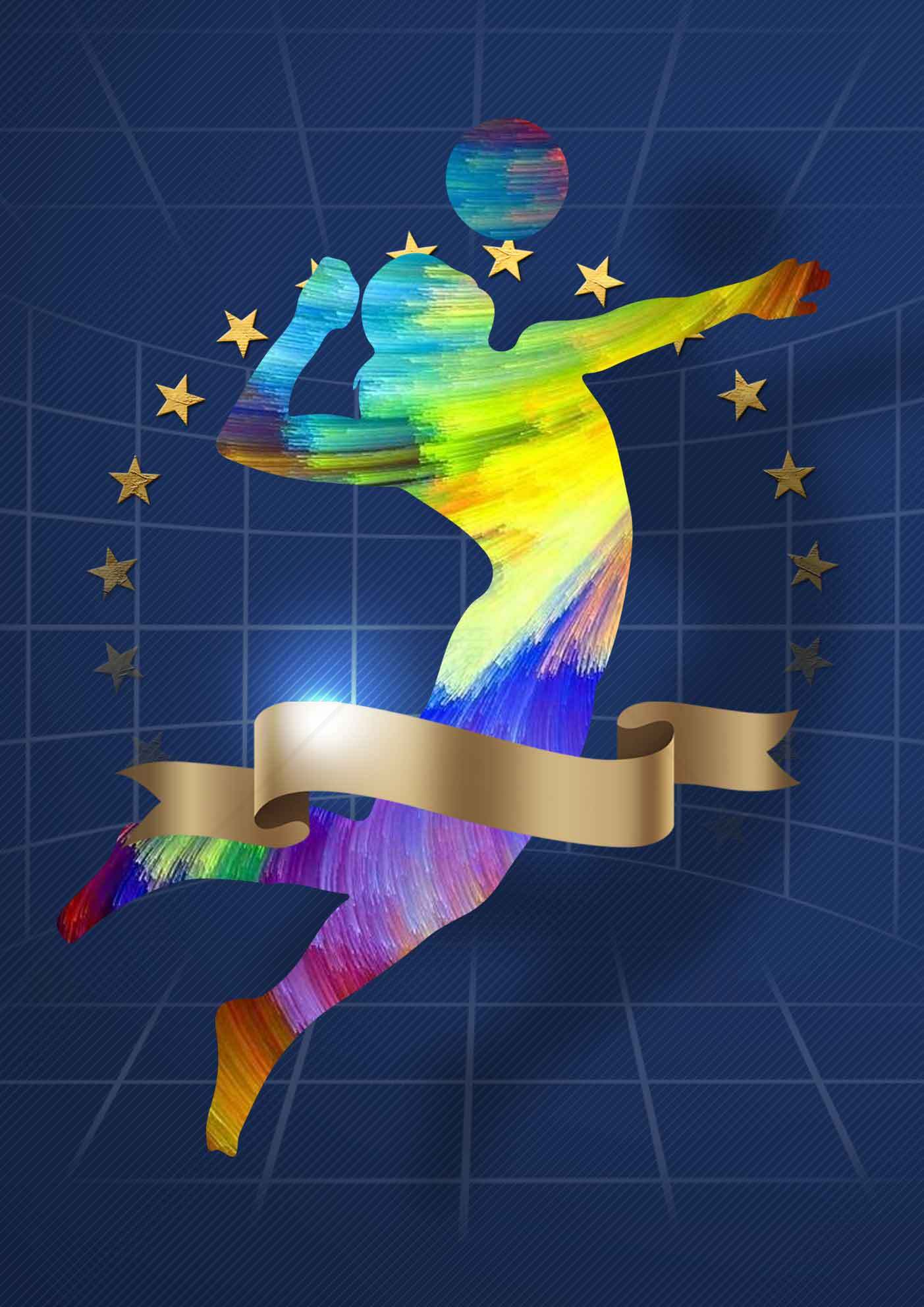 彩虹排球运动员艺术设计图片素材