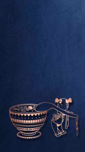 传统中式插画风格蓝色背景图片