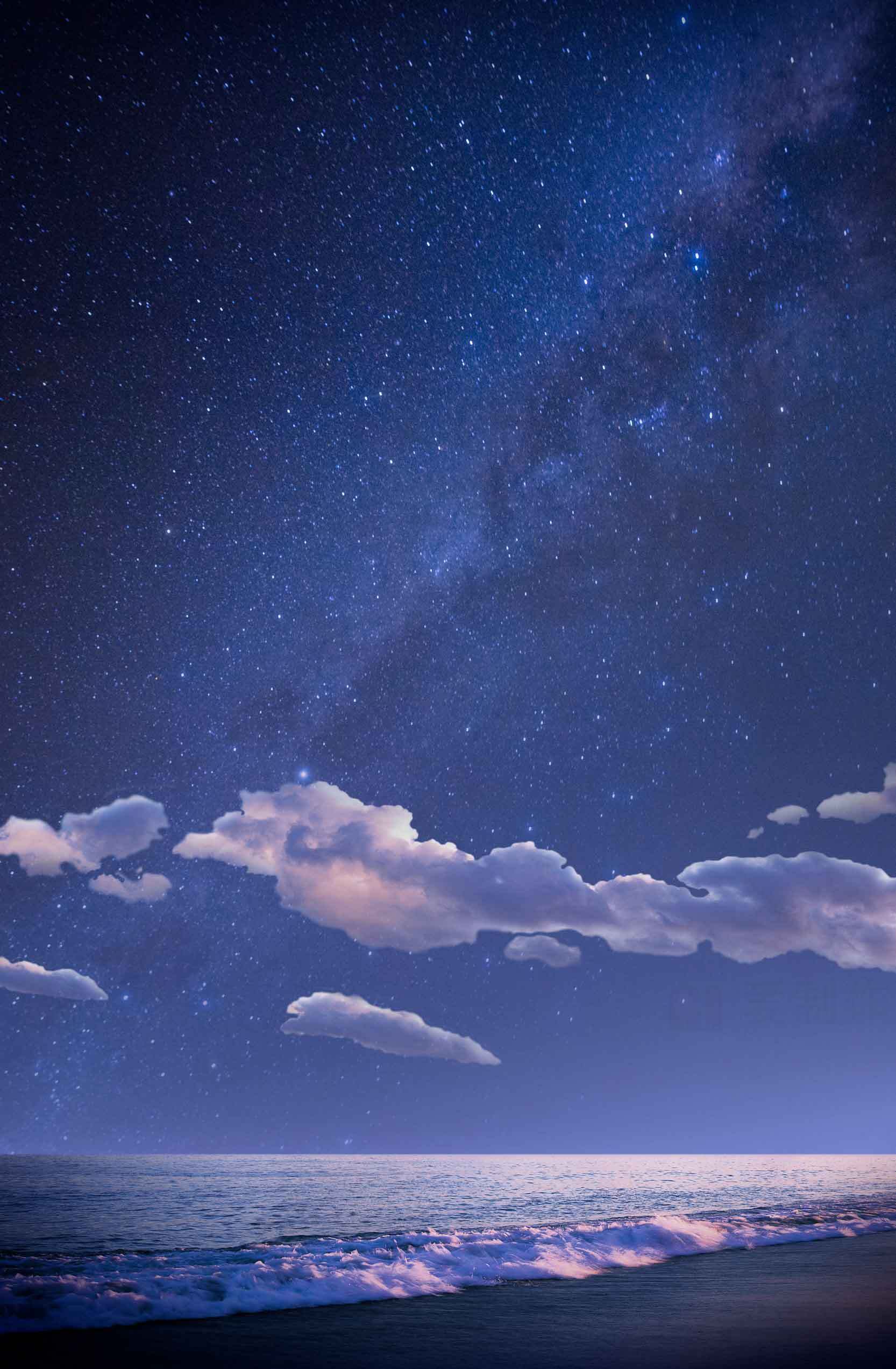 星空下的海滩夜景唯美壁纸素材