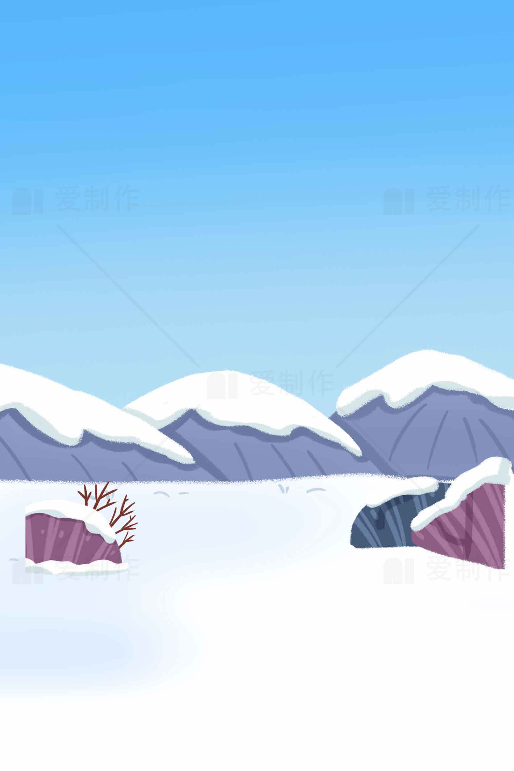 冬季雪山风景插画背景图片素材
