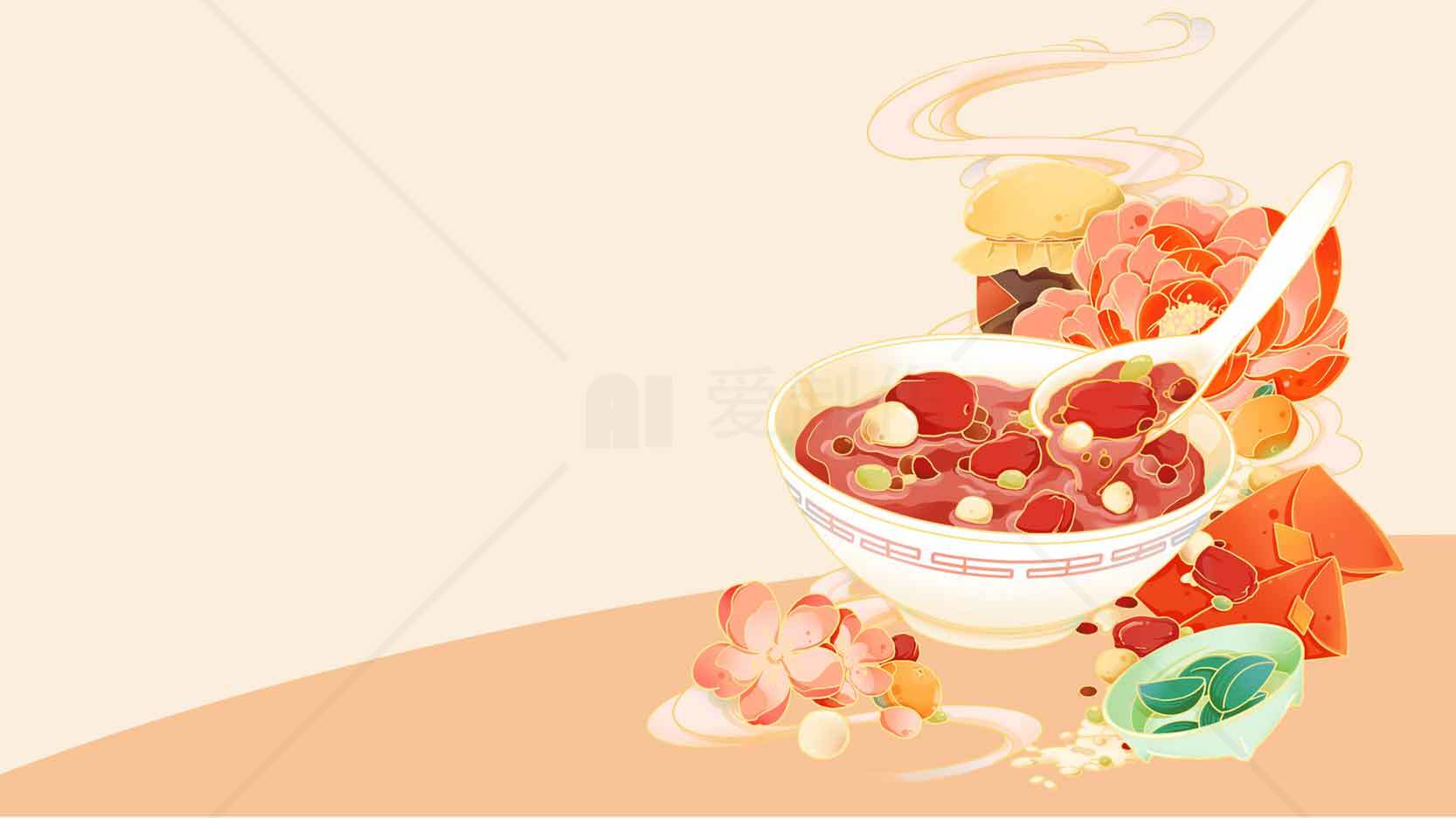 美味养生汤品插画设计素材