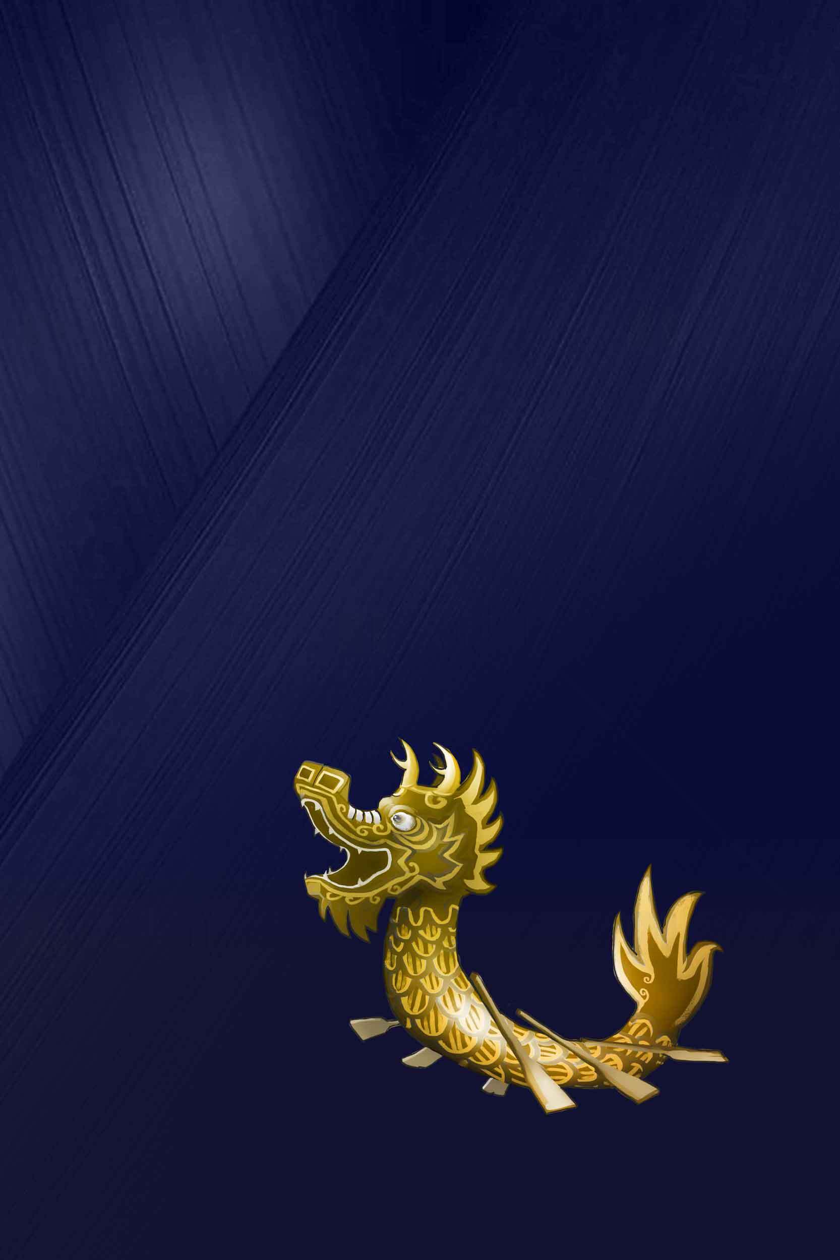 蓝色背景上的金色龙图案设计素材