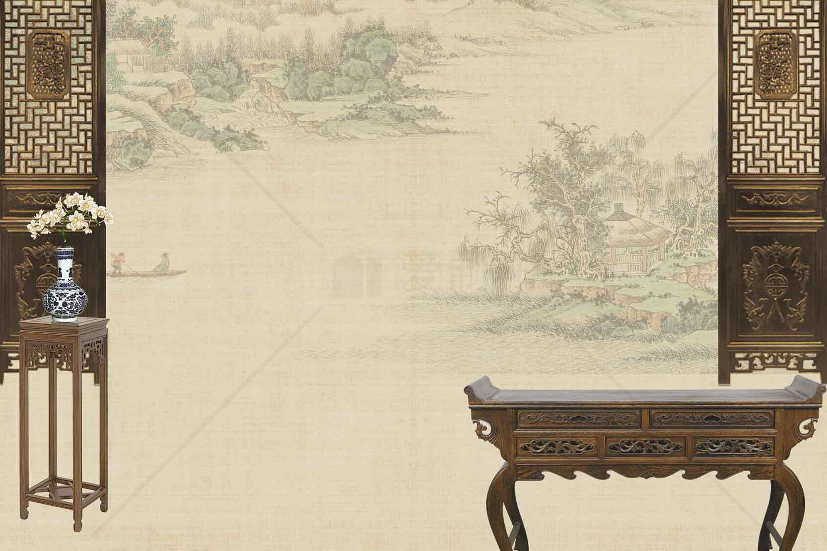 中式古典风格室内背景图片素材