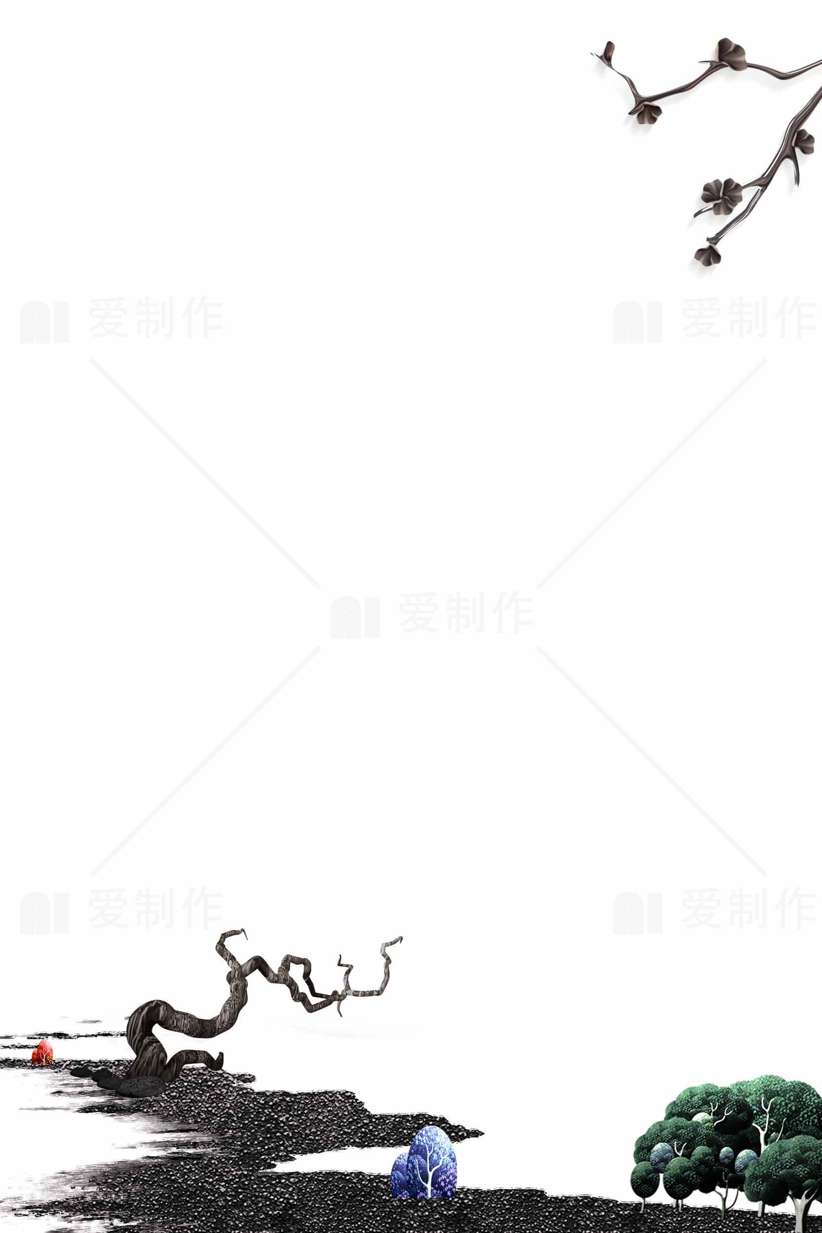 极简水墨风景画：禅意与自然之美素材