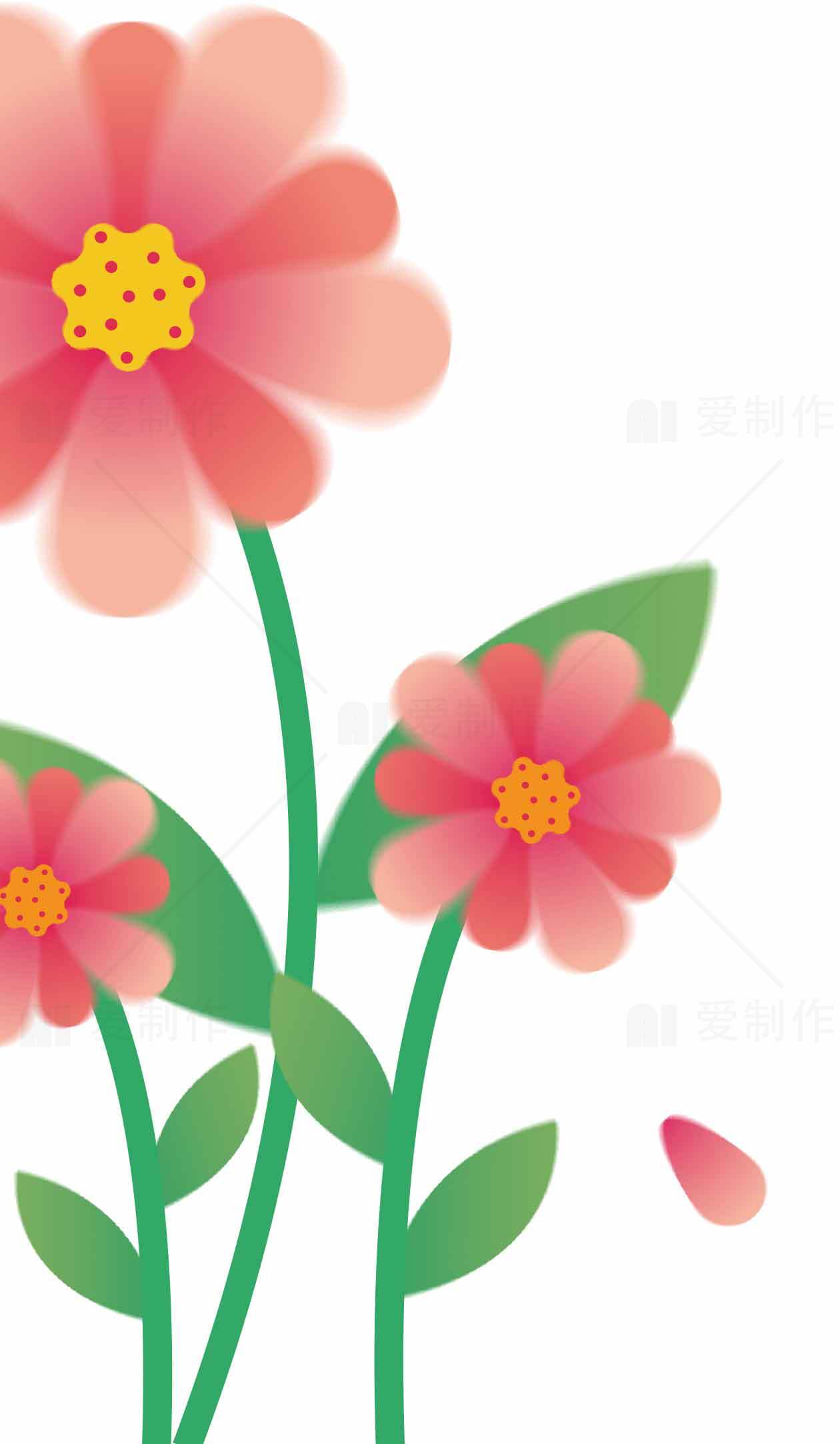 简约手绘风格红色花朵插画图片素材