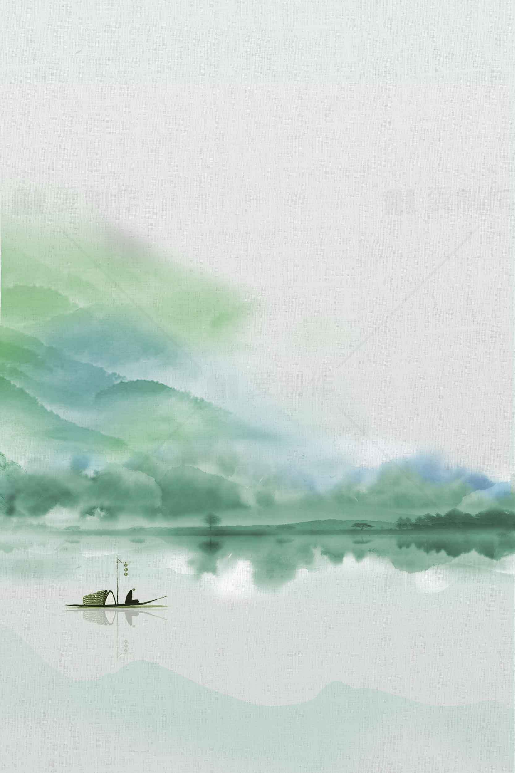 山水意境水墨画高清壁纸素材