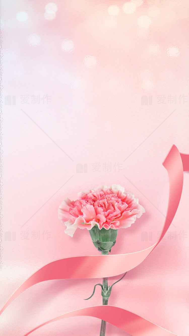 粉色康乃馨背景图片：母亲节祝福与温馨设计素材