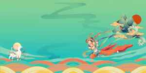 中国风仙女与龙主题插画背景图片