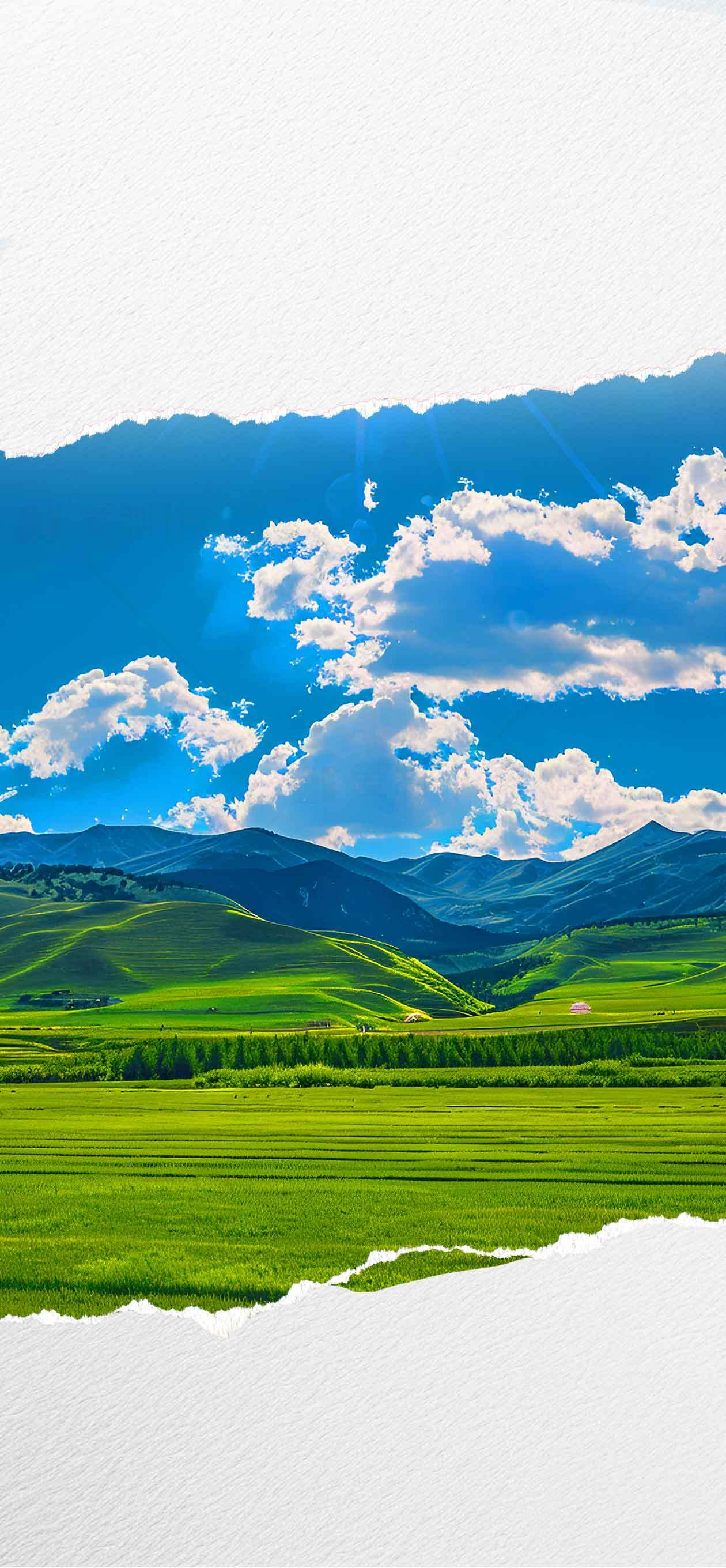 草原与蓝天风景壁纸高清图素材