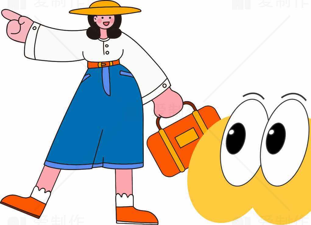卡通人物与黄色表情插画设计素材