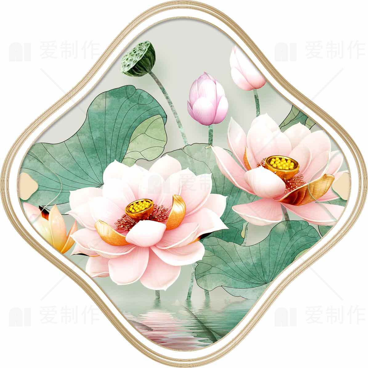 唯美荷花装饰画图片素材