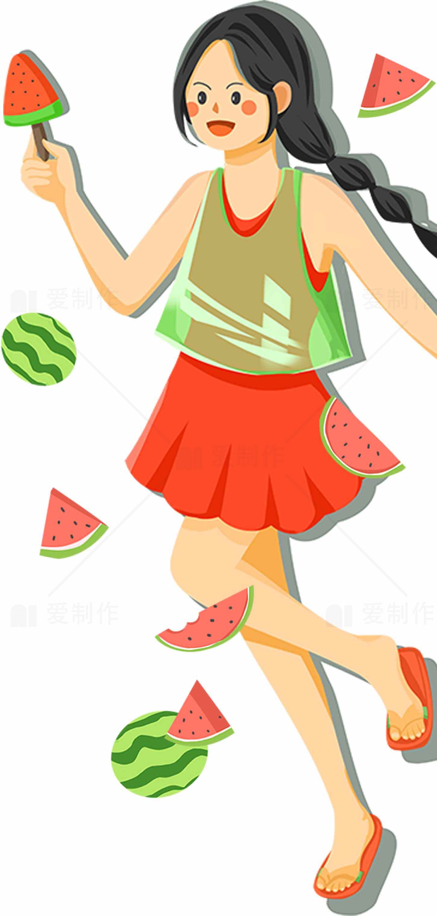 夏日西瓜主题插画设计素材