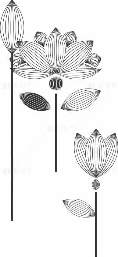 简约线条莲花插画设计素材
