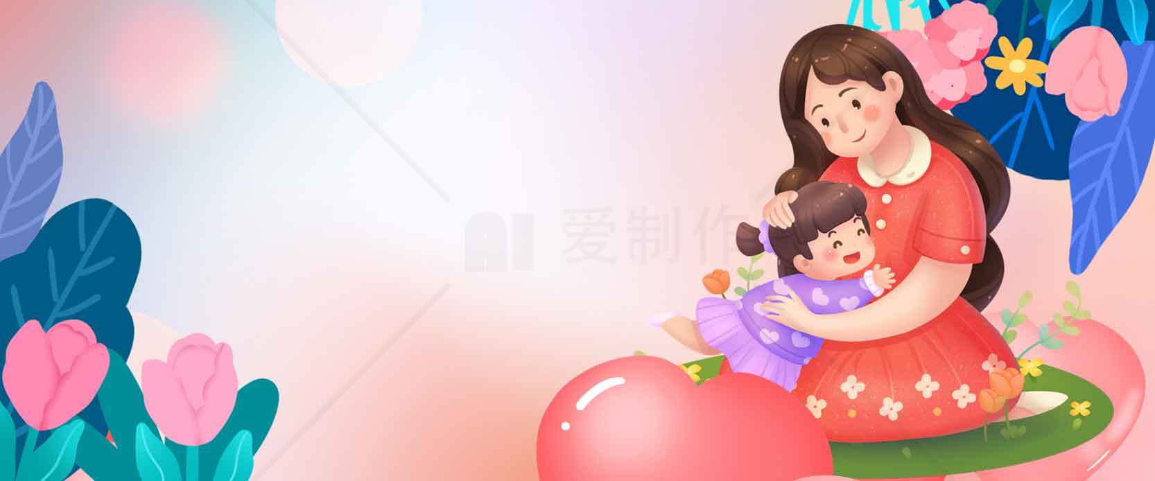 母亲节温馨插画设计：母爱与亲情的表达素材