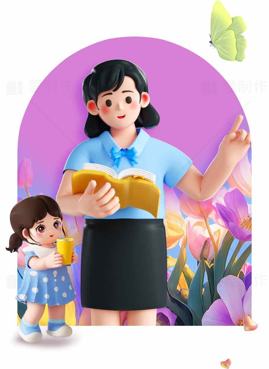 母亲与孩子的温馨互动场景插画素材