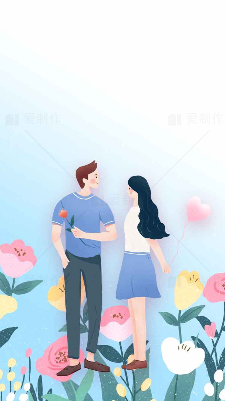 浪漫情侣主题插画背景图素材