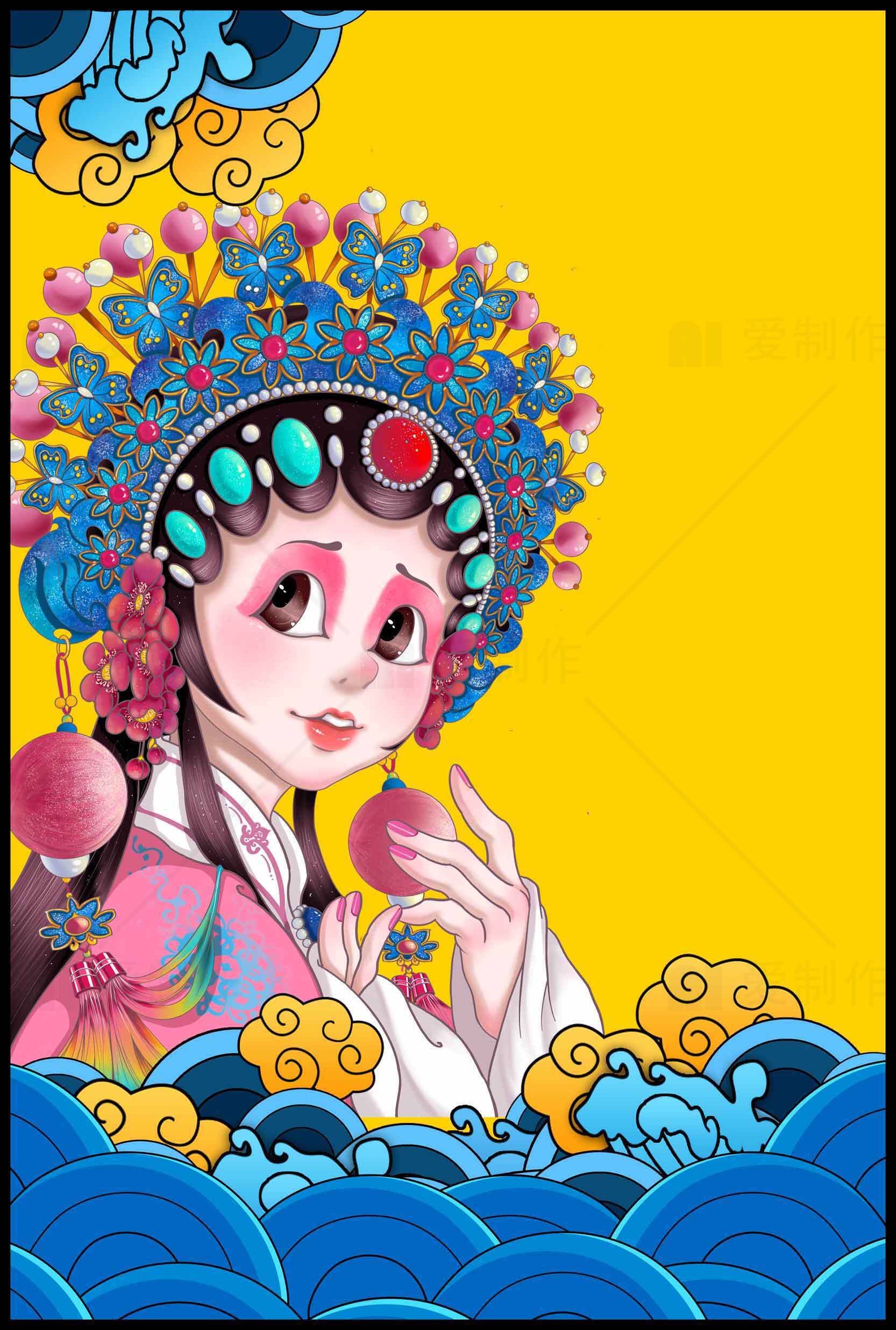 中国传统戏曲人物插画设计素材