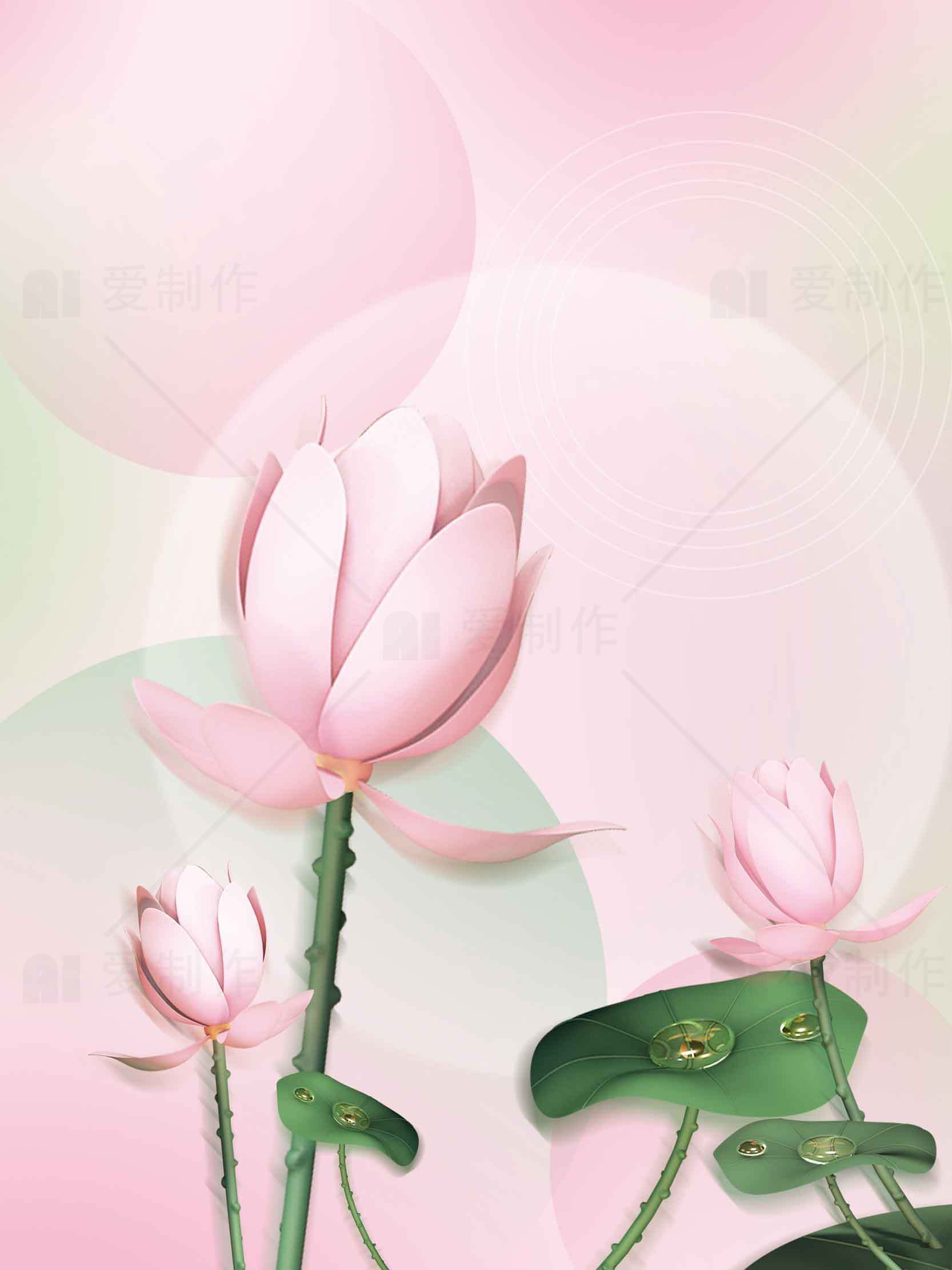 唯美粉色荷花背景图片素材