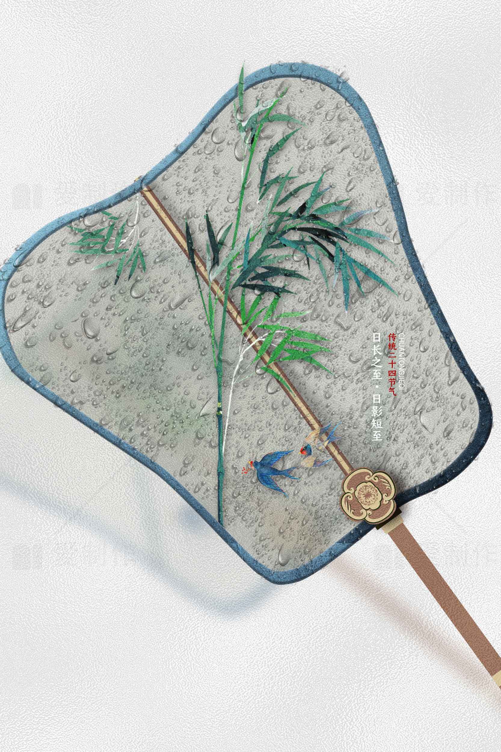 传统竹叶纹团扇图片及其文化意义素材