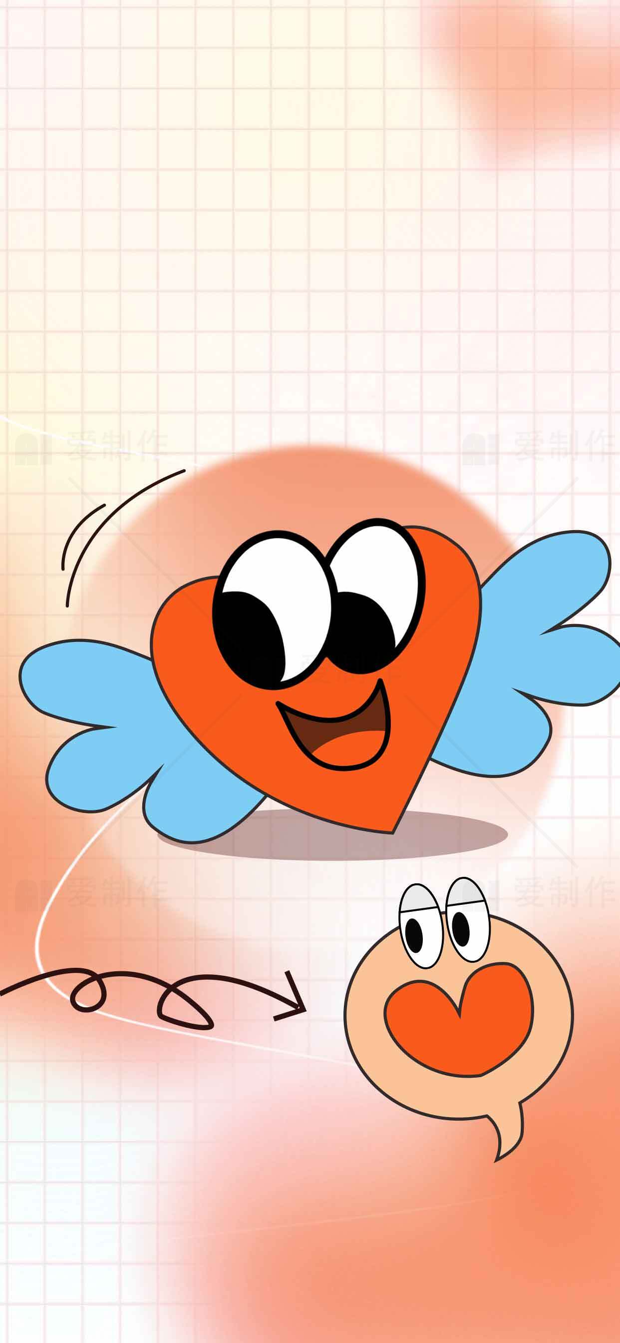 卡通爱心插画设计：趣味与创意结合素材