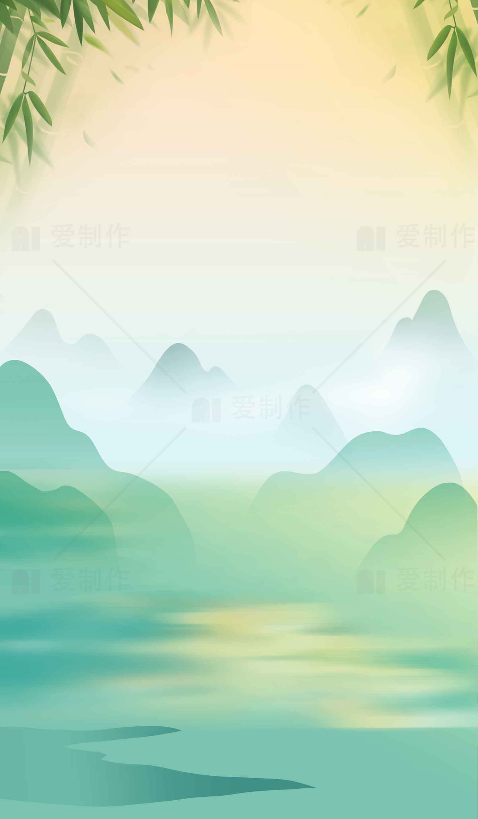 唯美中国山水风景背景图片素材