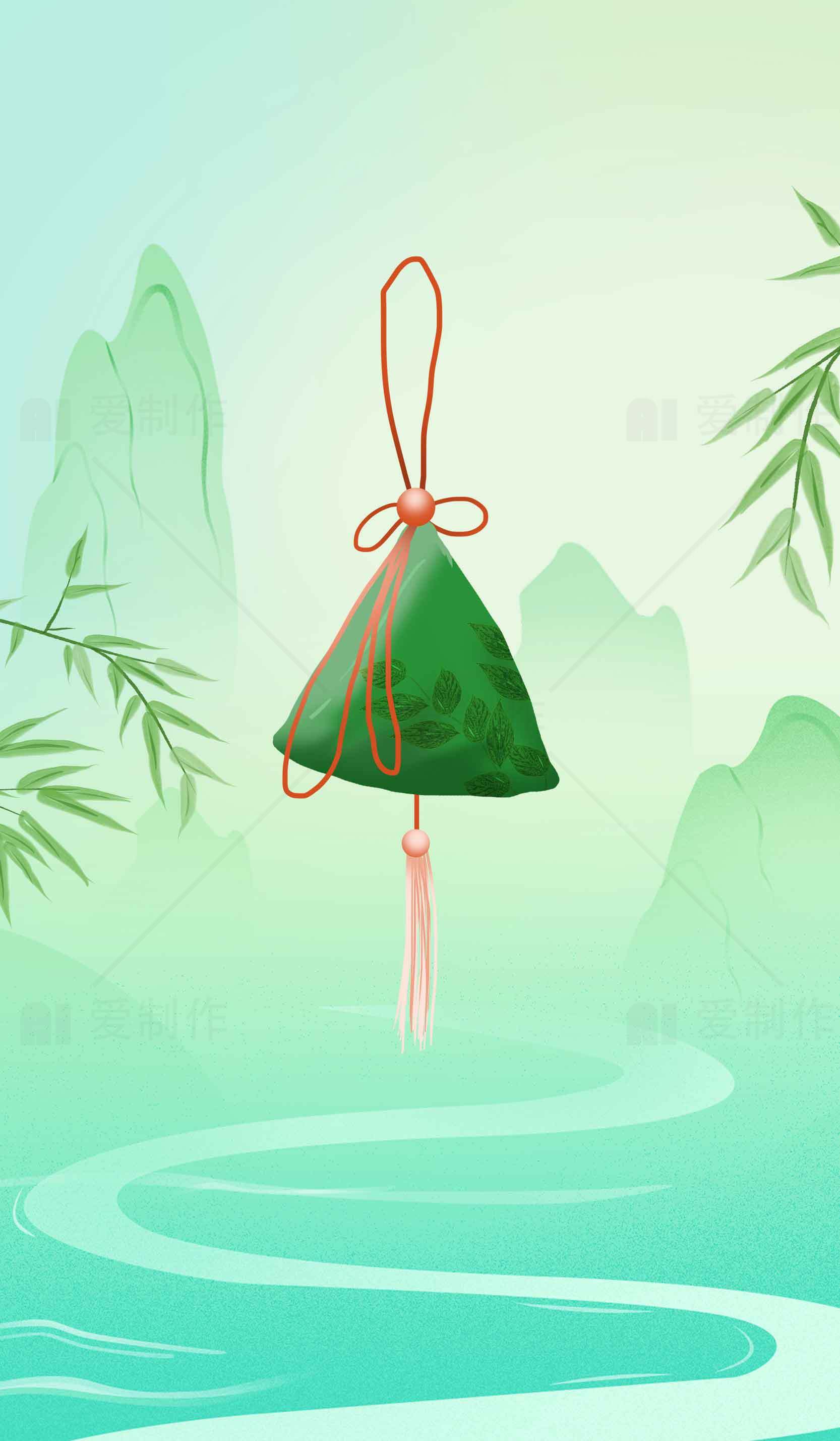 端午节粽子插画背景素材图
