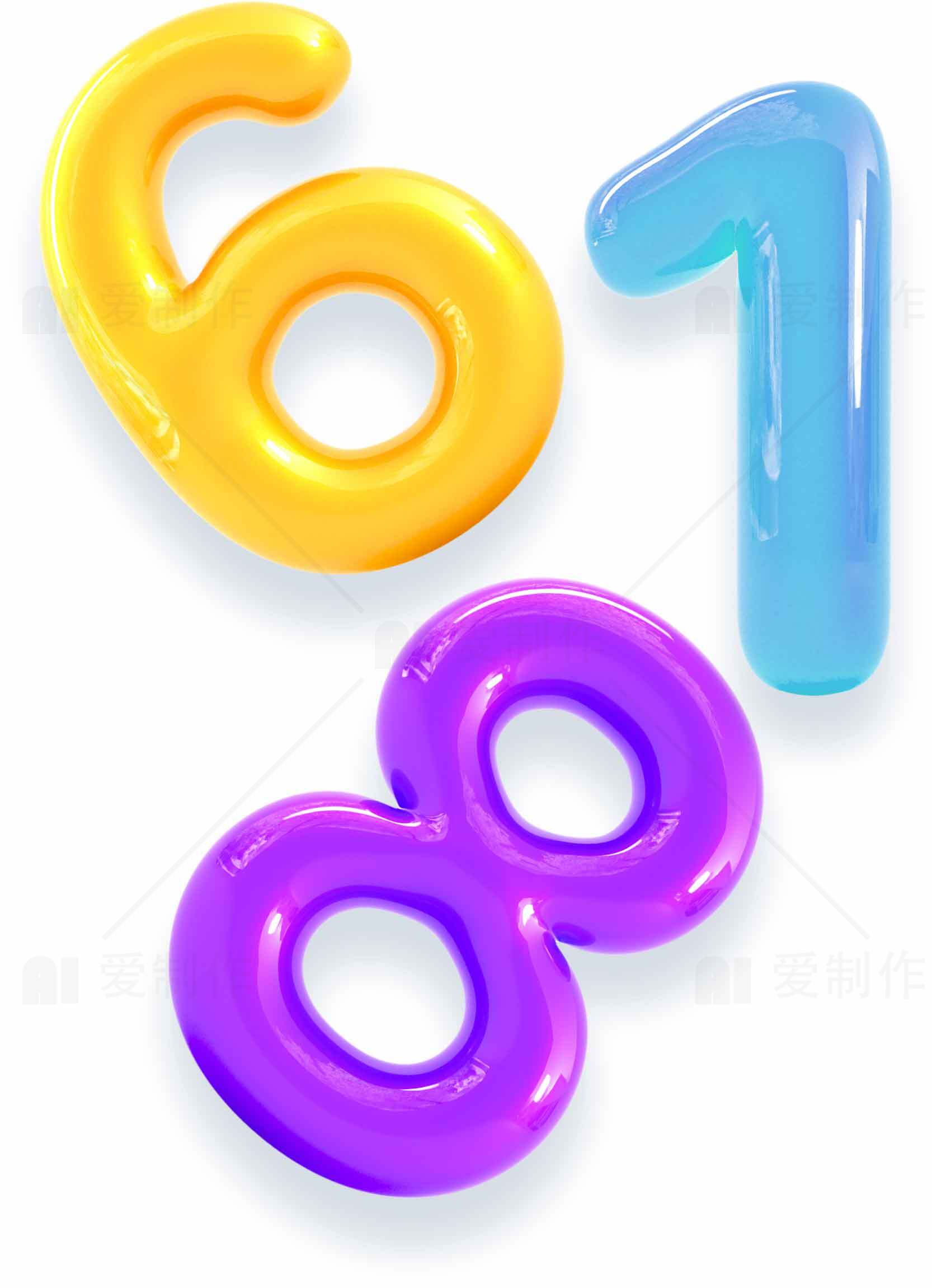 618彩色立体数字设计图片素材