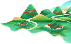 绿色山川风景插画设计