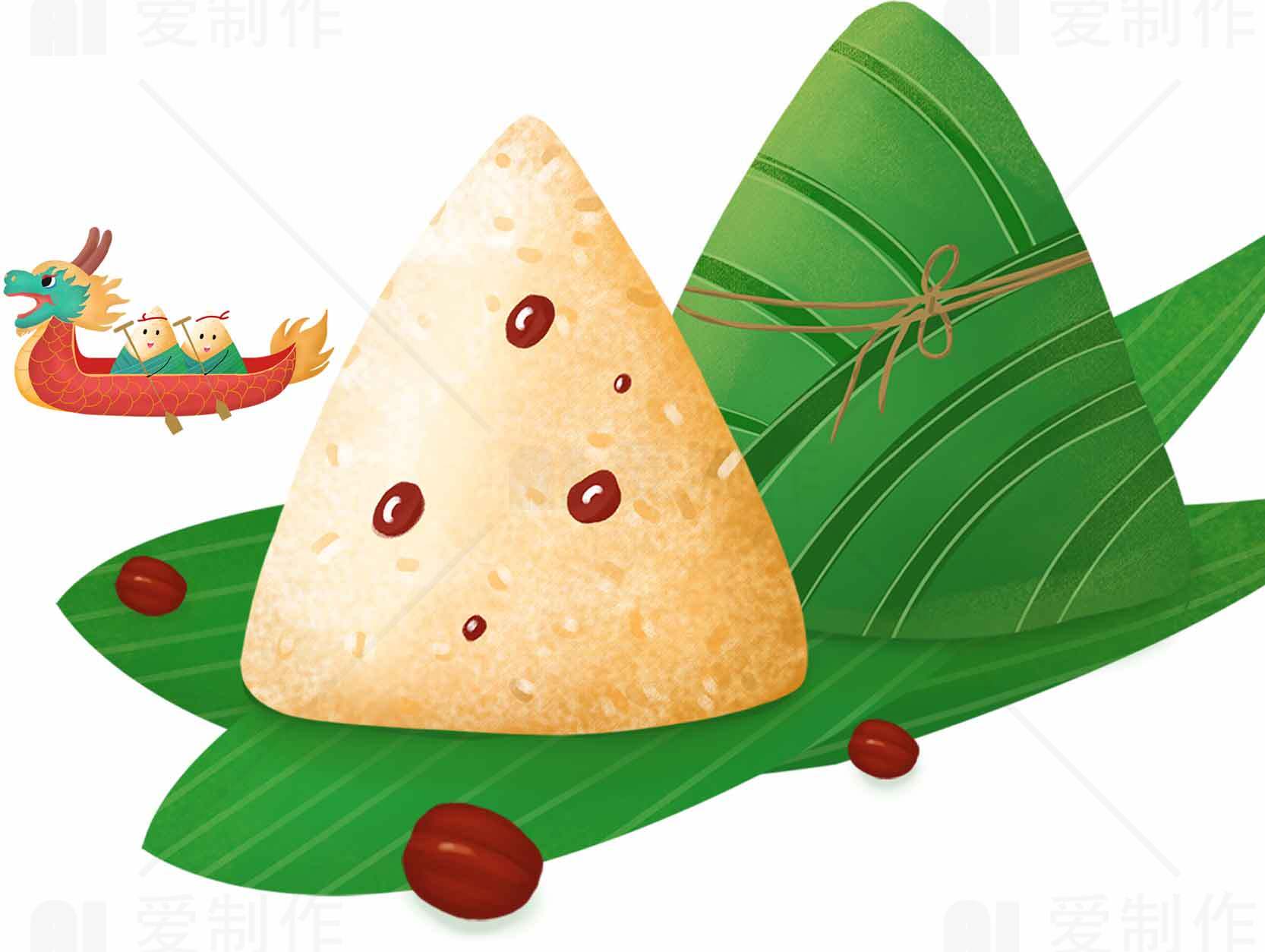 端午节粽子与龙舟插画设计素材
