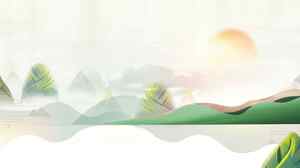 山水风景唯美插画背景图片