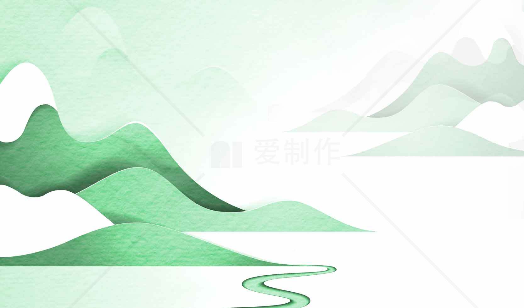 唯美绿色山水画背景图片素材