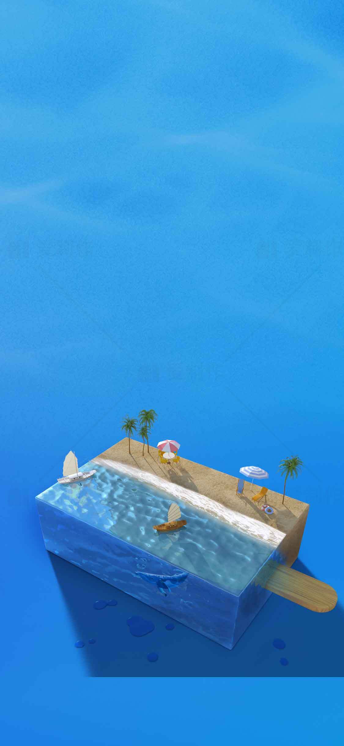 夏日海滩冰棒创意插画素材