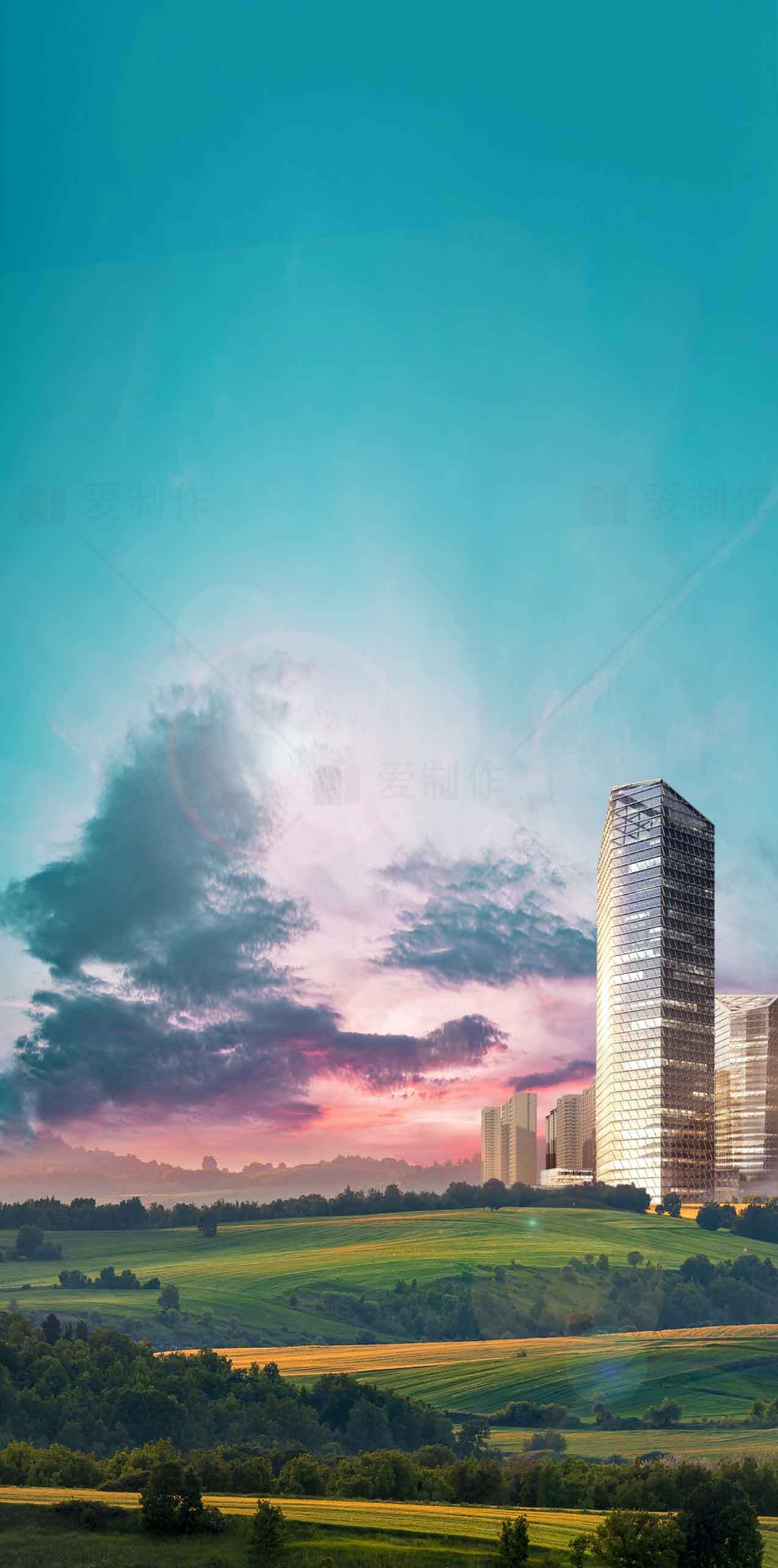 现代城市与自然风光的完美融合素材
