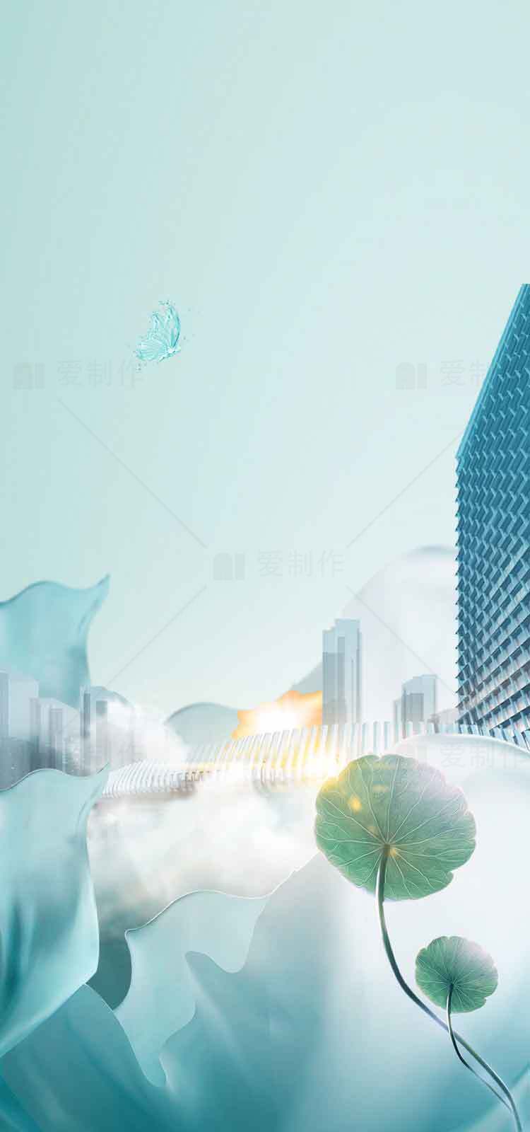 现代城市与自然和谐背景图片素材