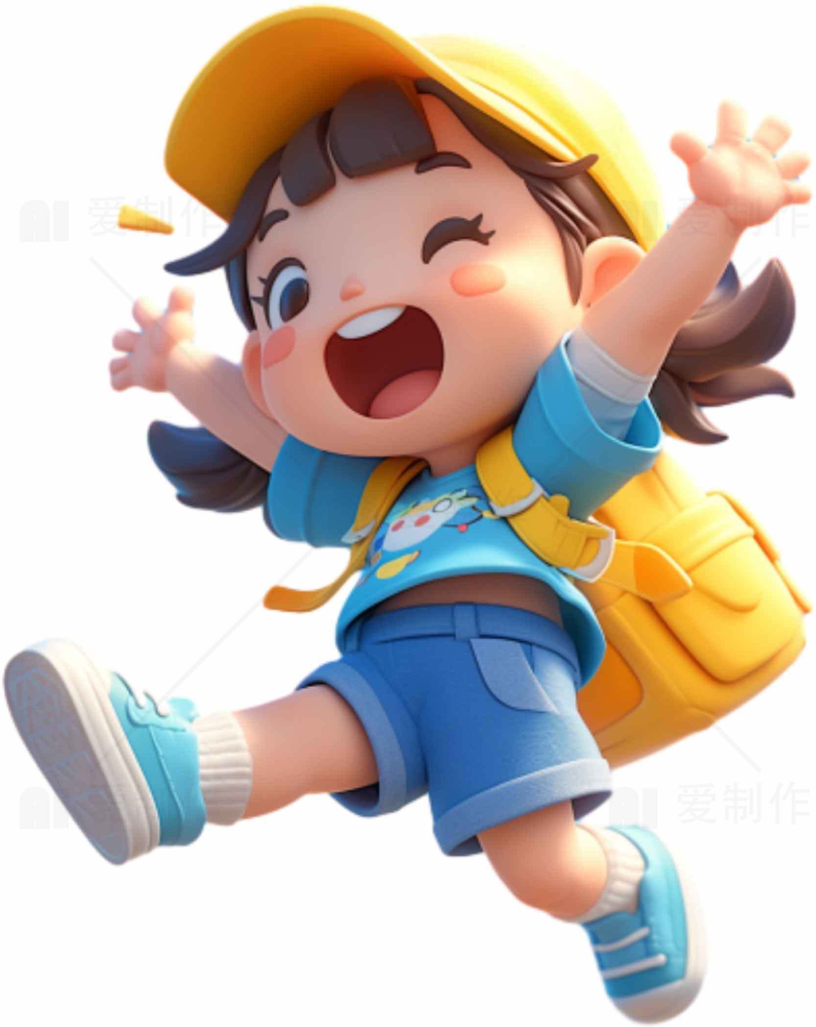卡通风格活力儿童形象插画素材
