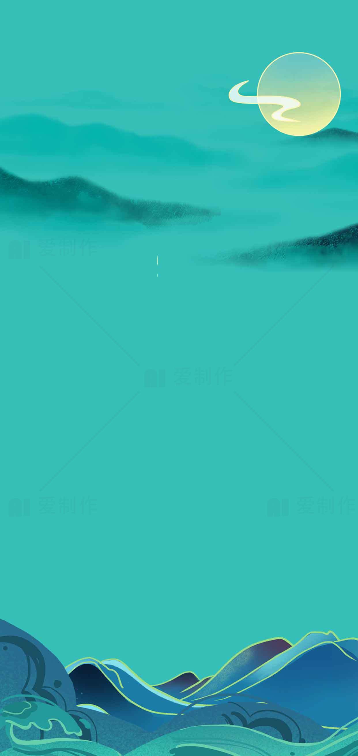 唯美山水插画背景高清图片下载素材