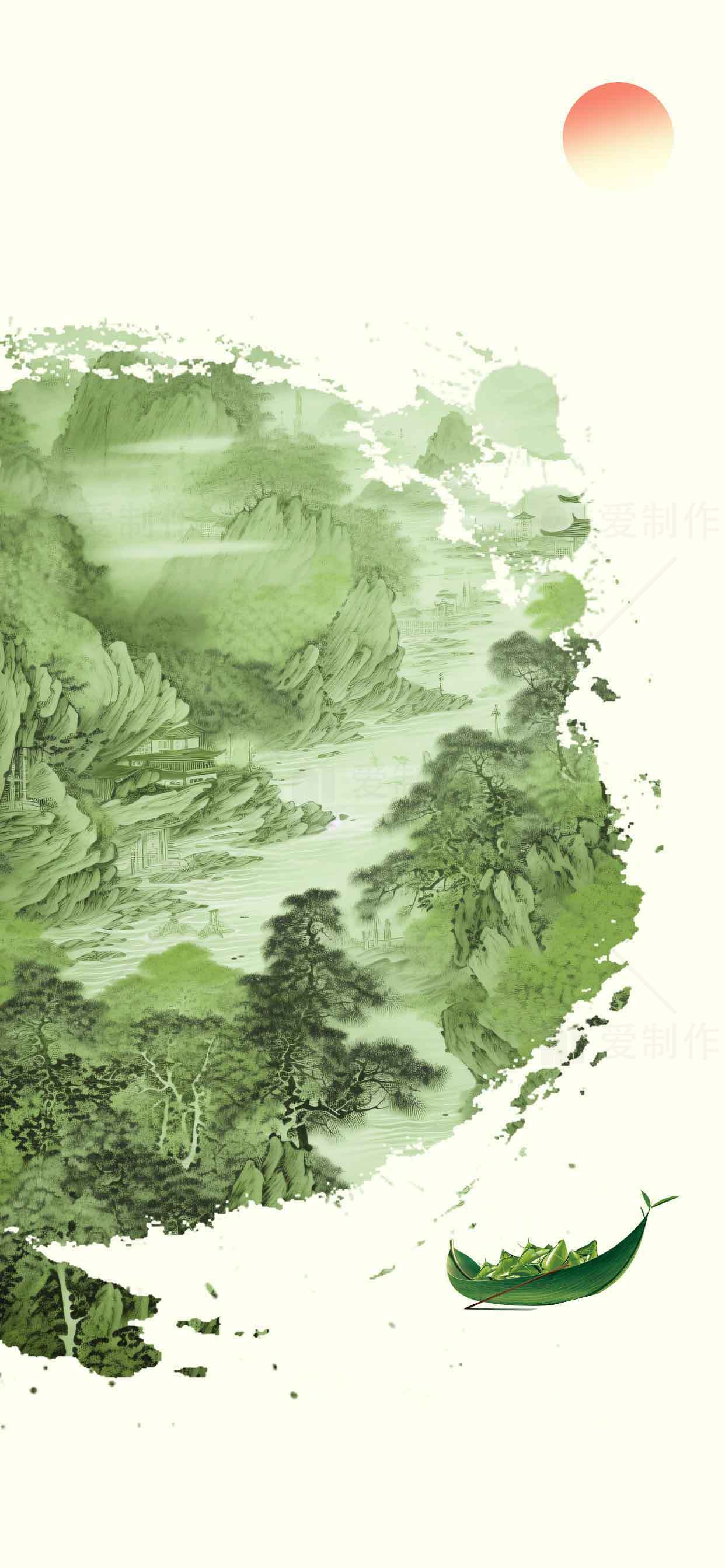 山水画风格中国背景图片素材