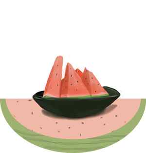 清凉夏日西瓜主题插画图片