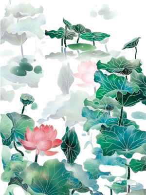 水墨风格唯美荷花背景图片