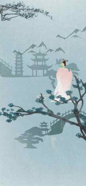 中国古风山水画背景图片