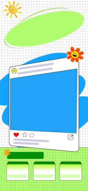 创意社交媒体模板设计：清新绿色与蓝色搭配