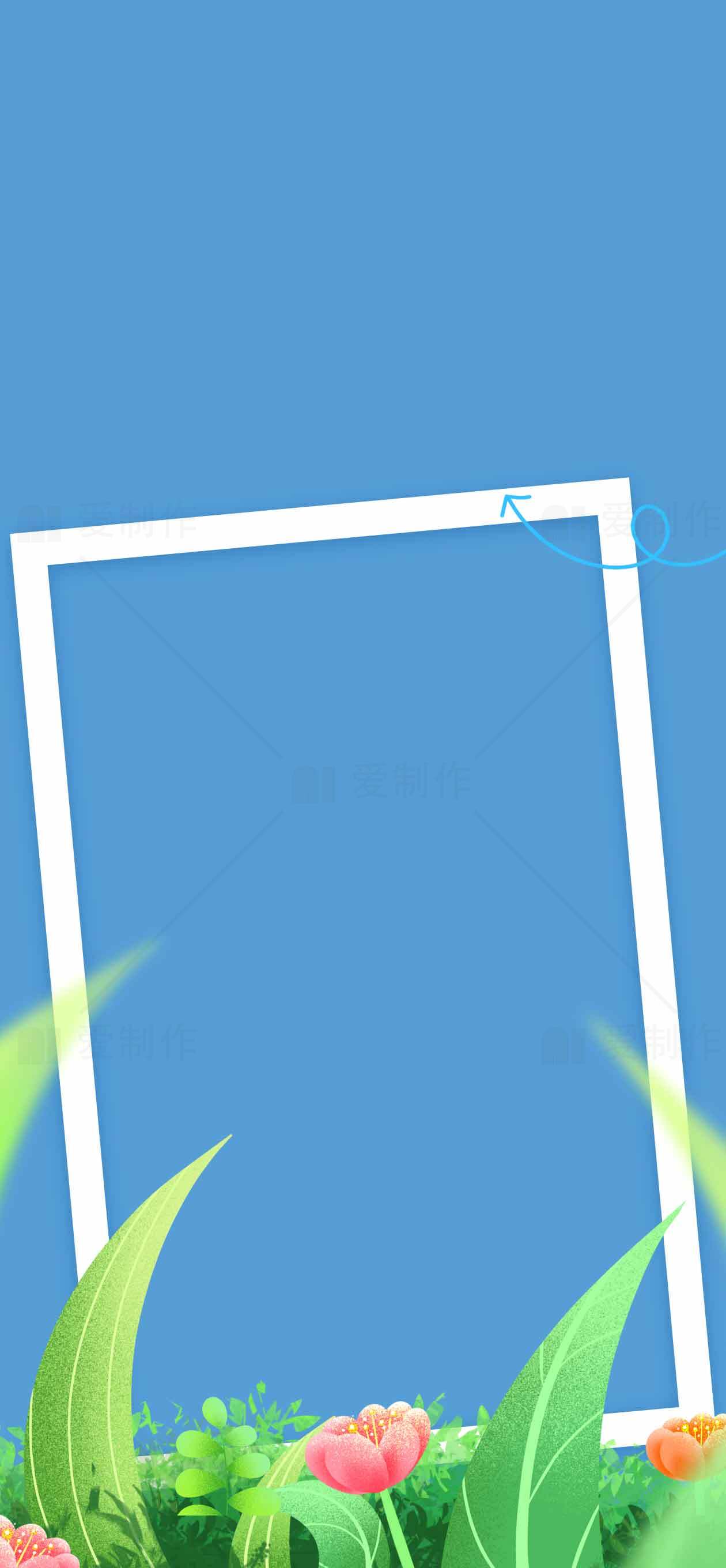 清新自然风格蓝色背景图片素材