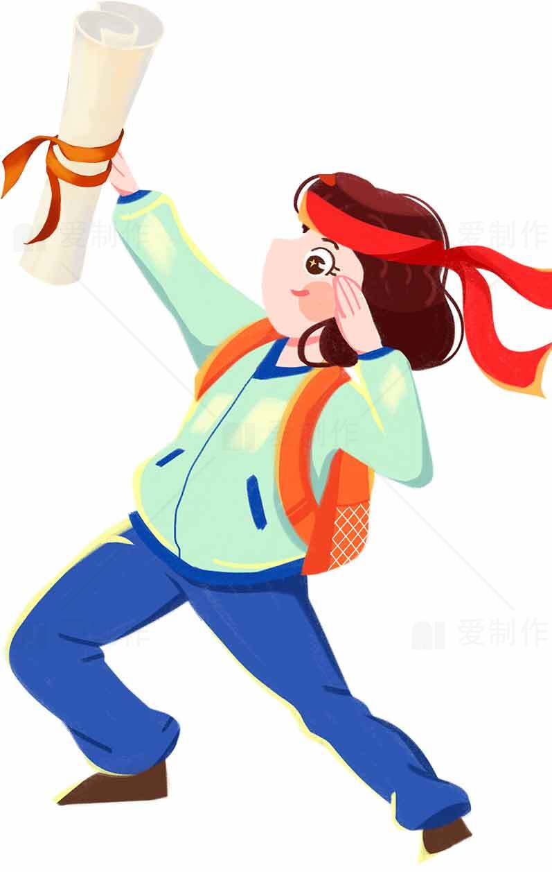 学生庆祝毕业的卡通插画图片素材
