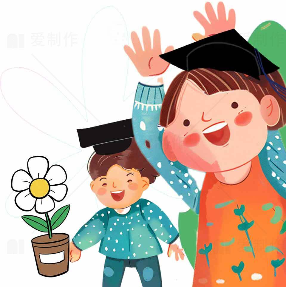 儿童毕业庆祝插画图片素材