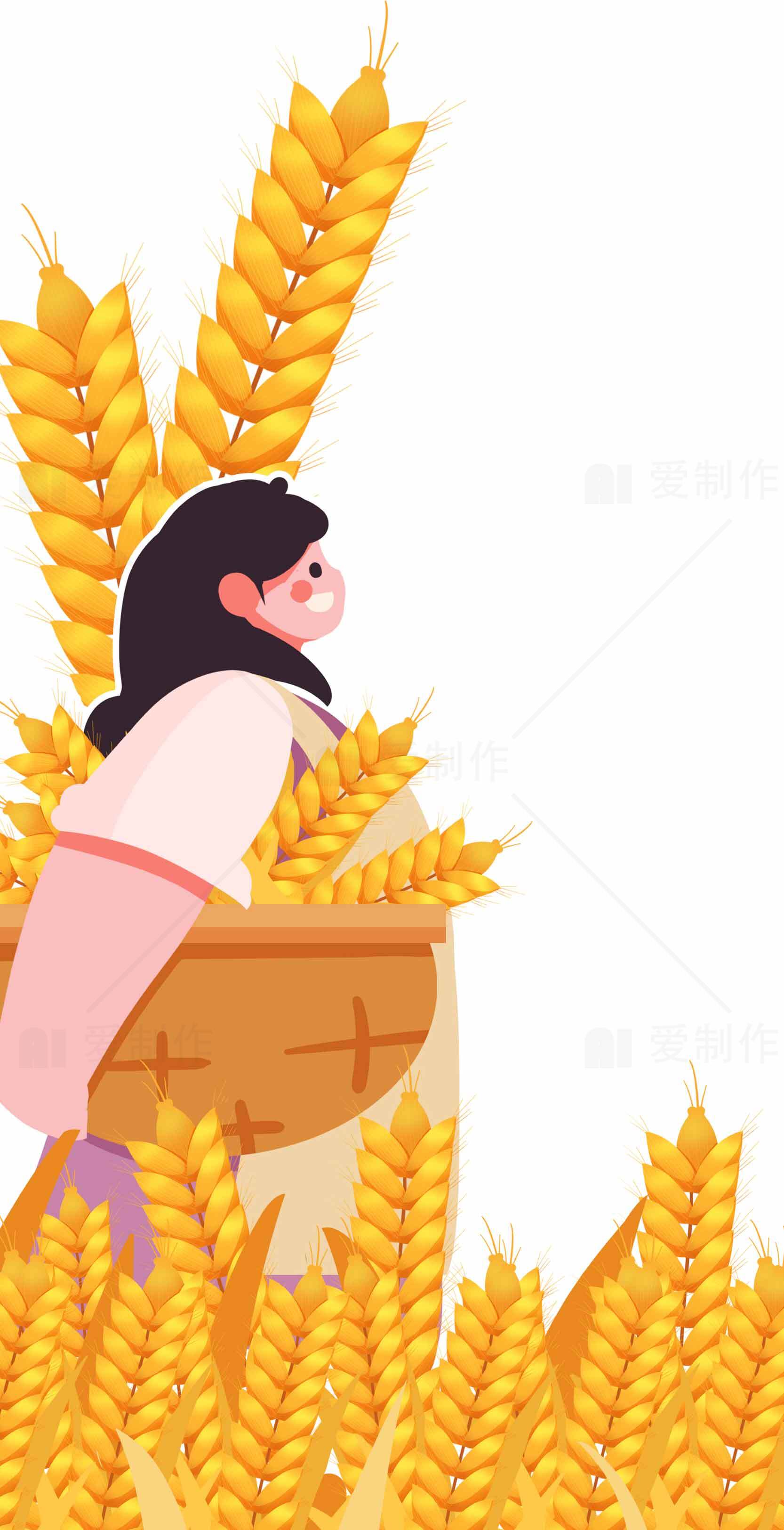丰收的麦田插画设计素材